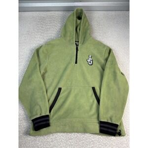 John Geiger Hoodie Mens Medium Green Fleece 1/4 Zip Kangaroo Pocket JG Logo